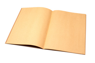 open old style recycle brown notebook isolated on white backgrou