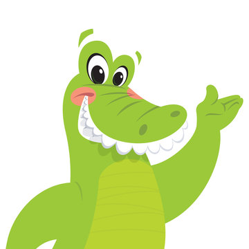 recommend clip art: Happy cartoon crocodile presenting