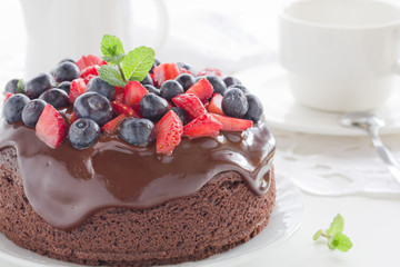 Chocolate cake with summer berries.