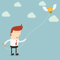 Businessman trying to catch idea