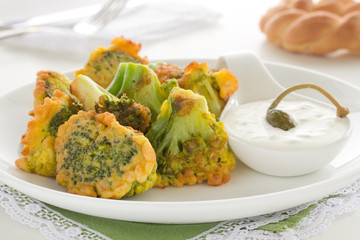 Appetizer of broccoli in the batter.