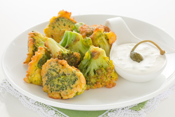 Appetizer of broccoli in the batter.