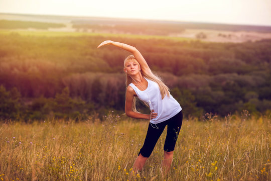 woman sport fitness healthy lifestyle beautiful female yoga girl