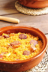 Migas con chorizo