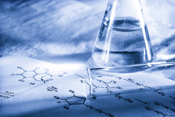 Chemistry with reaction formula in toning - obrazy, fototapety, plakaty