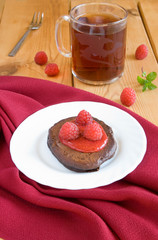 Chocolate Pancake with raspberry