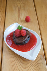 Chocolate Pancake with raspberry
