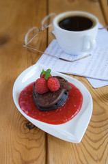 Chocolate Pancake with raspberry