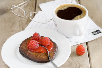 Chocolate Pancake with raspberry