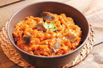 Zaalou, Moroccan salad with cooked aubergines and tomatoes