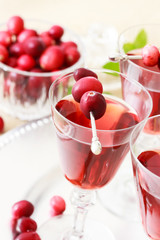 Cranberry juice with fresh cranberries