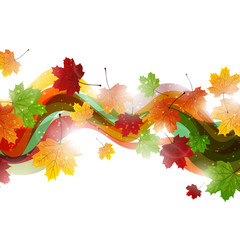 Vector Illustration of an Autumn Background with Leafs
