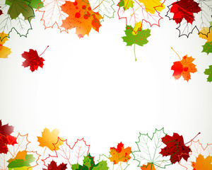 Vector Illustration of an Autumn Background with Leafs