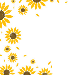 Vector Illustration of a Nature Background with Sunflowers
