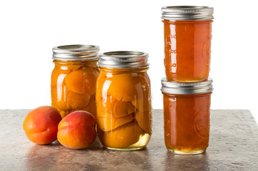 Fresh Apricots preserved in jars