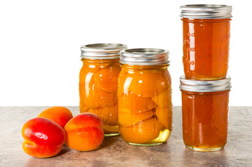 Fresh Apricots preserved in jars