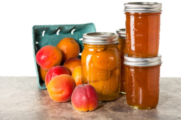 Fresh Apricots preserved in jars