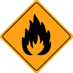 Fire warning sign isolated