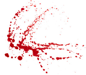 Blood splatters isolated on white. Clipping path.