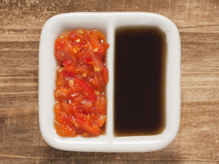 red chili and soy sauce