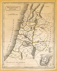 Selbstklebende Fototapete Mittlerer Osten Antike Palästina-Karte gedruckt 1845