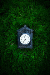 retro Soviet clock on the grass