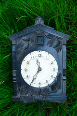retro Soviet clock on the grass