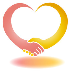 ハート型に手をつなぐ