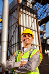 optimistic senior chemical industry worker