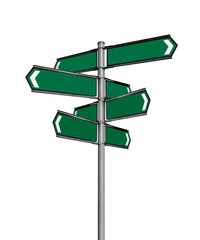 Road sign over white