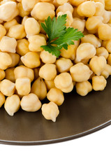 Chickpeas in a brown plate