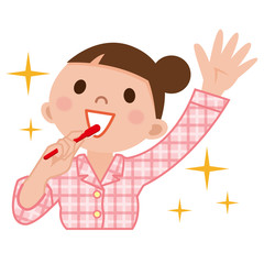 歯磨きをする女性