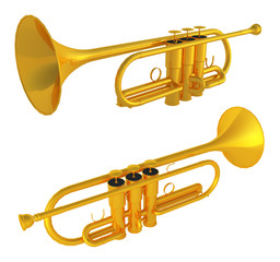 Fototapeta premium Isolated polished 3d trumpet