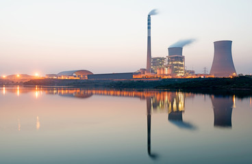 Refinery plant area at twilight
