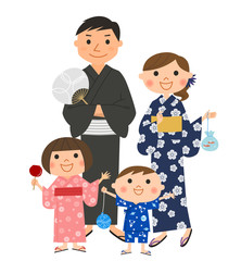 祭りを楽しむ家族