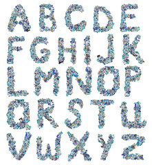 Collage made of newspaper clipping, letters, ABC,