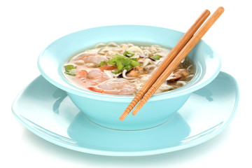 Chinese soup isolated on white