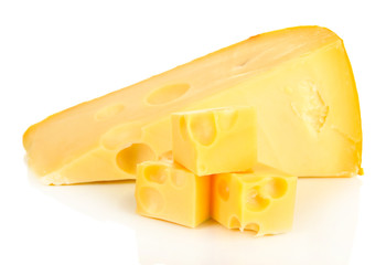 Cut cheese isolated on white