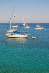 Sailing yachts in the Mediterranean Sea