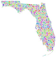 Colored Map of Florida - USA -