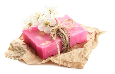 Natural handmade soap, isolated on white