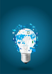 Creative light bulb with technology business network concept