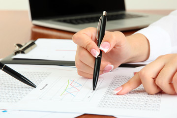 Close up of business people hands during teamwork