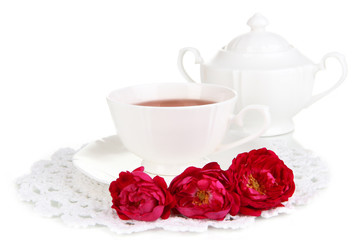 Rose tea isolated on white