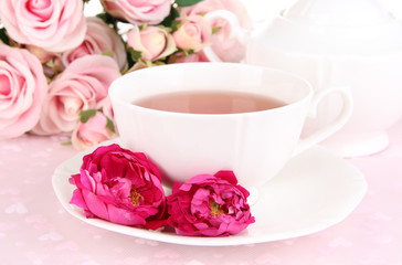 Rose tea close up