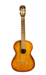 Naklejka premium old guitar isolated on white background