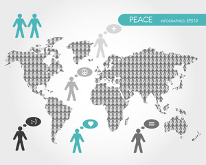 turquoise peaceful infographic world map