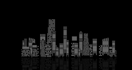 vector illustration of cities silhouette on black background