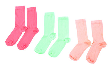 Colorful socks isolated on white