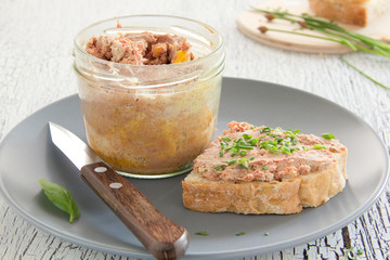 Terrine of duck liver and meat.
